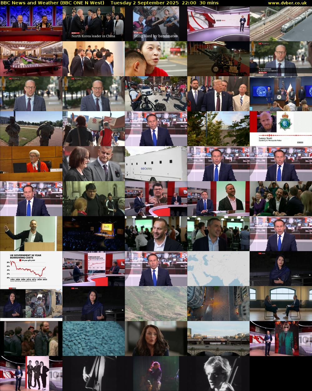 BBC News and Weather (BBC ONE N West) Tuesday 2 September 2025 22:00 - 22:30