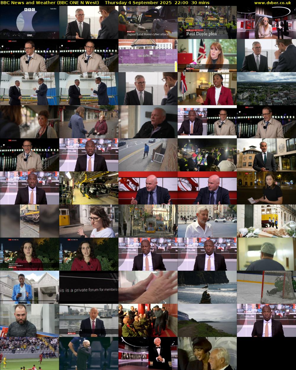 BBC News and Weather (BBC ONE N West) Thursday 4 September 2025 22:00 - 22:30