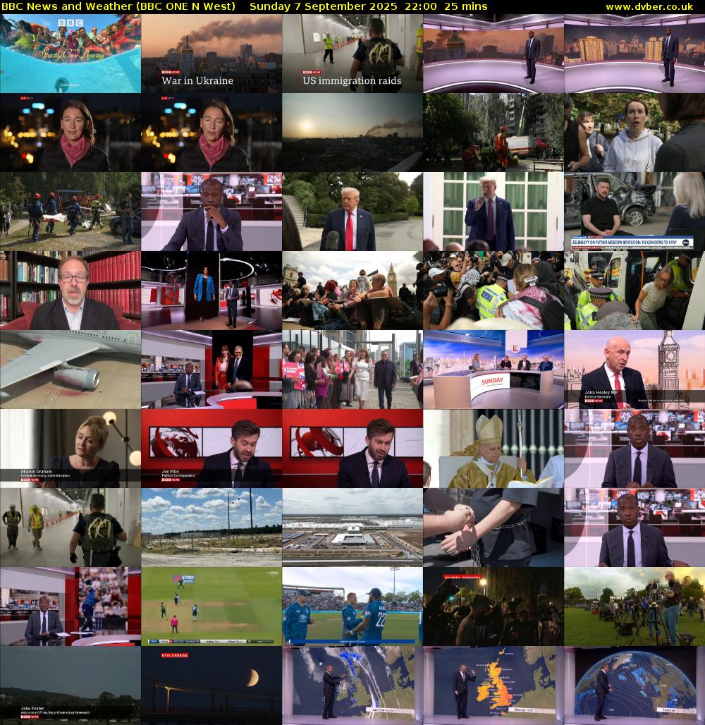 BBC News and Weather (BBC ONE N West) Sunday 7 September 2025 22:00 - 22:25