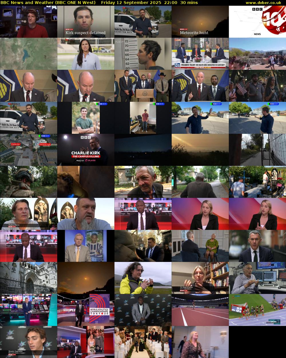 BBC News and Weather (BBC ONE N West) Friday 12 September 2025 22:00 - 22:30