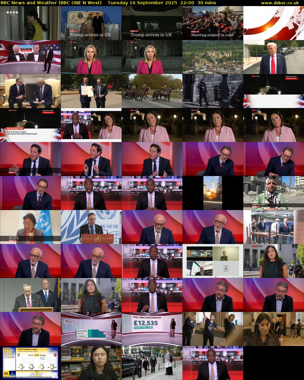 BBC News and Weather (BBC ONE N West) Tuesday 16 September 2025 22:00 - 22:30