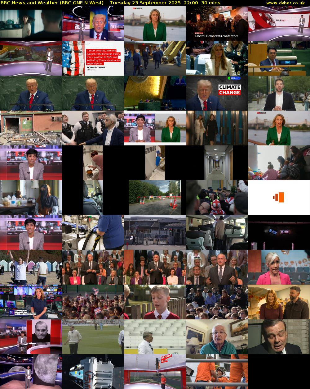 BBC News and Weather (BBC ONE N West) Tuesday 23 September 2025 22:00 - 22:30