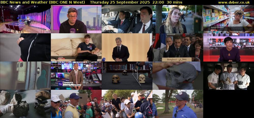 BBC News and Weather (BBC ONE N West) Thursday 25 September 2025 22:00 - 22:30