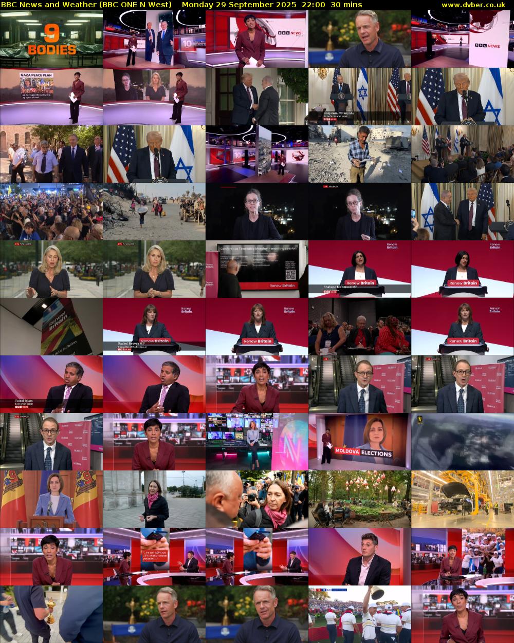 BBC News and Weather (BBC ONE N West) Monday 29 September 2025 22:00 - 22:30