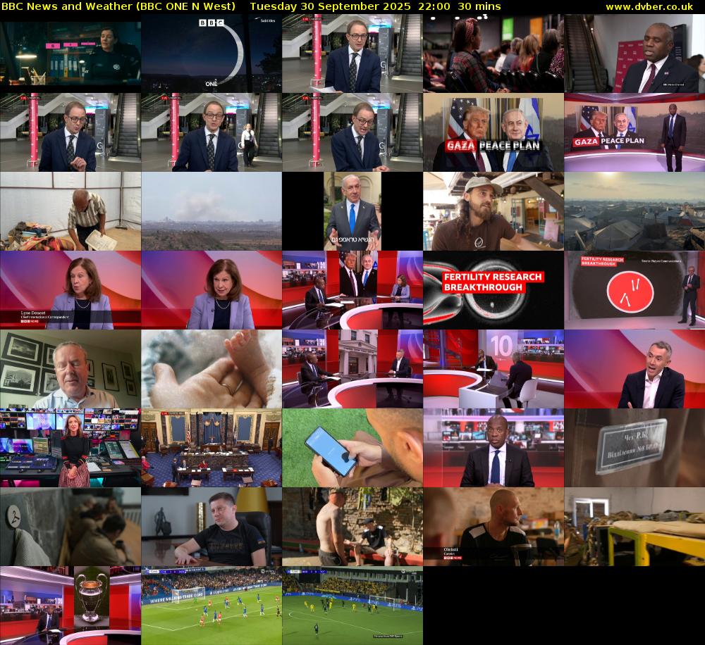 BBC News and Weather (BBC ONE N West) Tuesday 30 September 2025 22:00 - 22:30