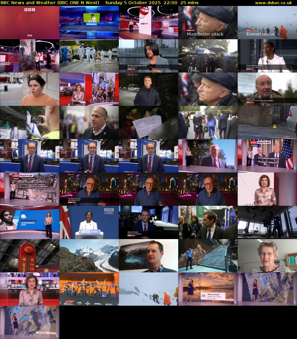 BBC News and Weather (BBC ONE N West) Sunday 5 October 2025 22:00 - 22:25