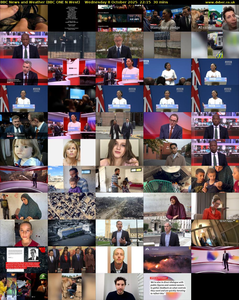 BBC News and Weather (BBC ONE N West) Wednesday 8 October 2025 22:15 - 22:45