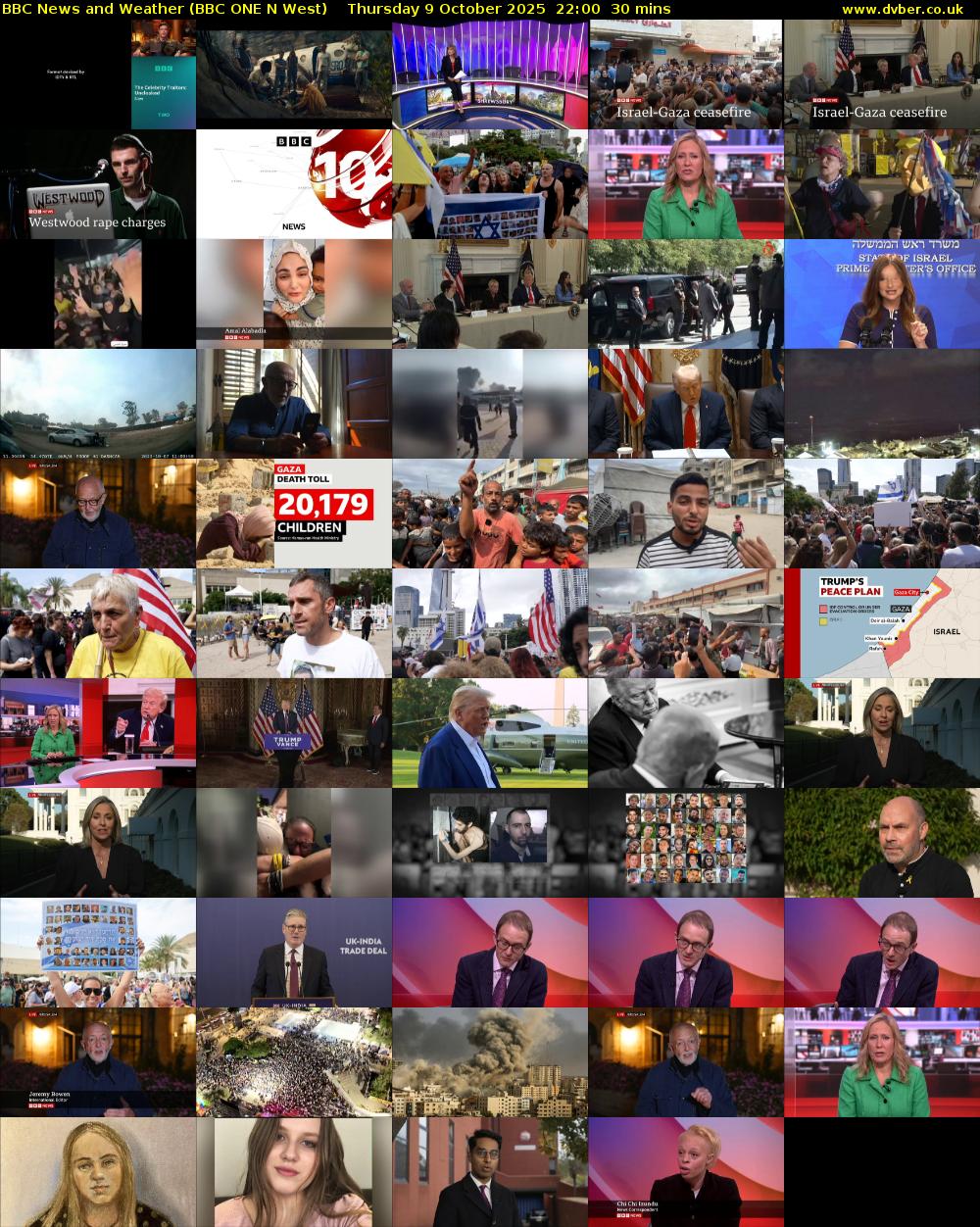 BBC News and Weather (BBC ONE N West) Thursday 9 October 2025 22:00 - 22:30