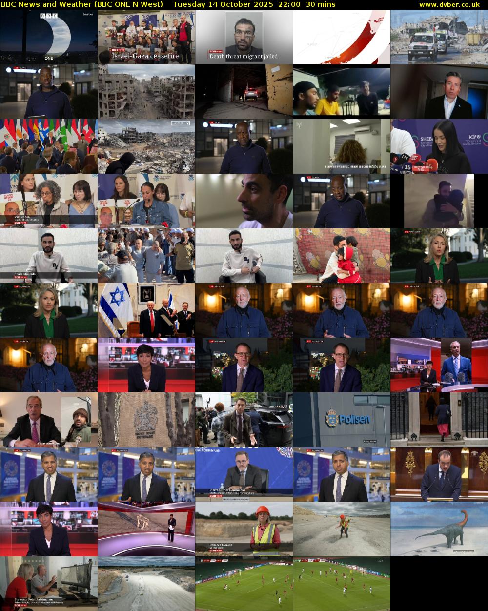 BBC News and Weather (BBC ONE N West) Tuesday 14 October 2025 22:00 - 22:30