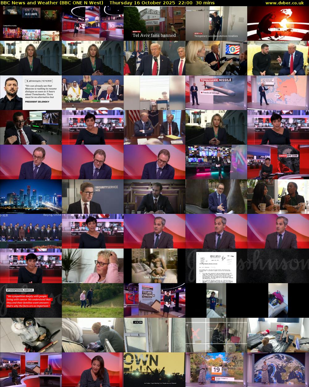BBC News and Weather (BBC ONE N West) Thursday 16 October 2025 22:00 - 22:30
