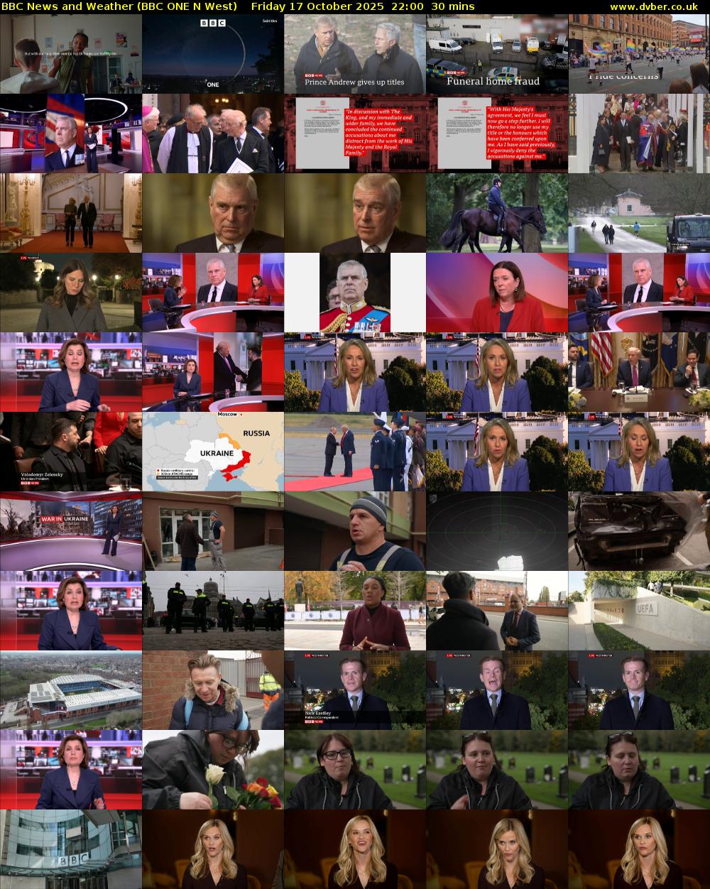 BBC News and Weather (BBC ONE N West) Friday 17 October 2025 22:00 - 22:30