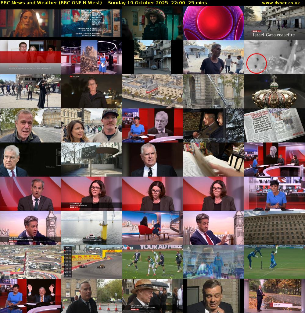 BBC News and Weather (BBC ONE N West) Sunday 19 October 2025 22:00 - 22:25