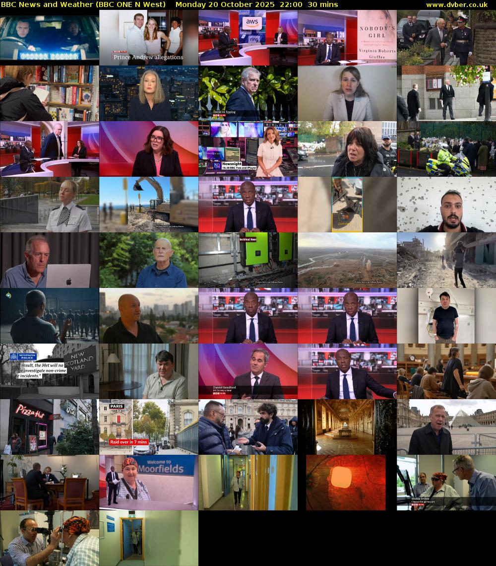 BBC News and Weather (BBC ONE N West) Monday 20 October 2025 22:00 - 22:30