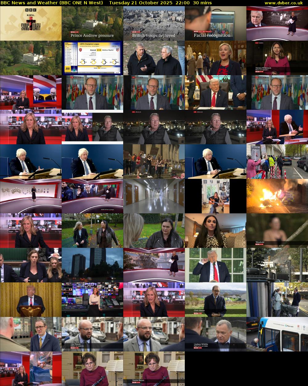 BBC News and Weather (BBC ONE N West) Tuesday 21 October 2025 22:00 - 22:30