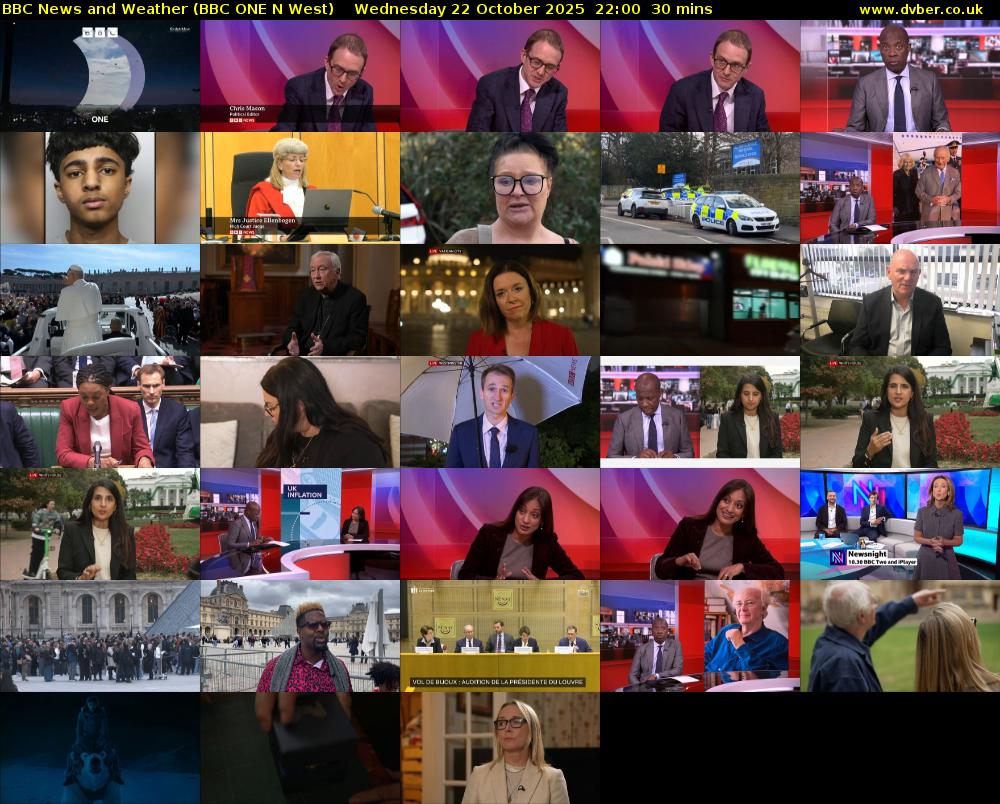 BBC News and Weather (BBC ONE N West) Wednesday 22 October 2025 22:00 - 22:30