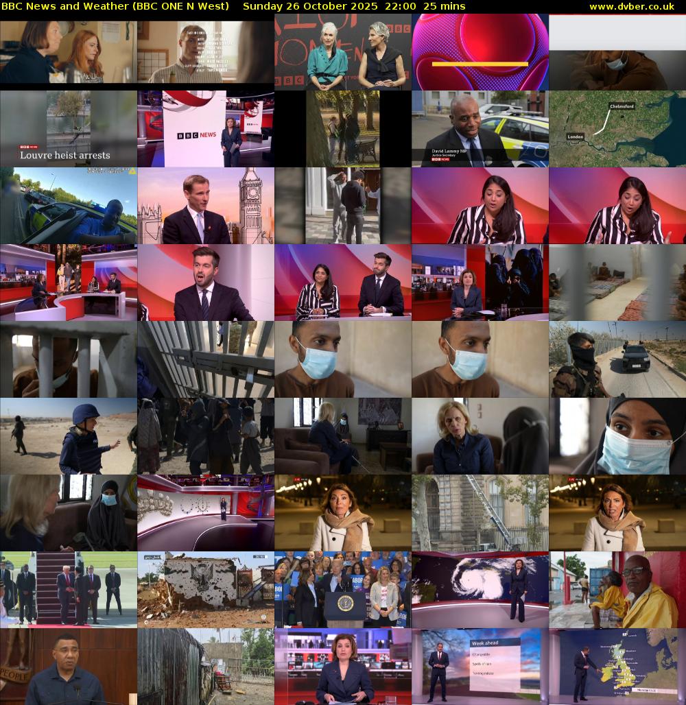 BBC News and Weather (BBC ONE N West) Sunday 26 October 2025 22:00 - 22:25