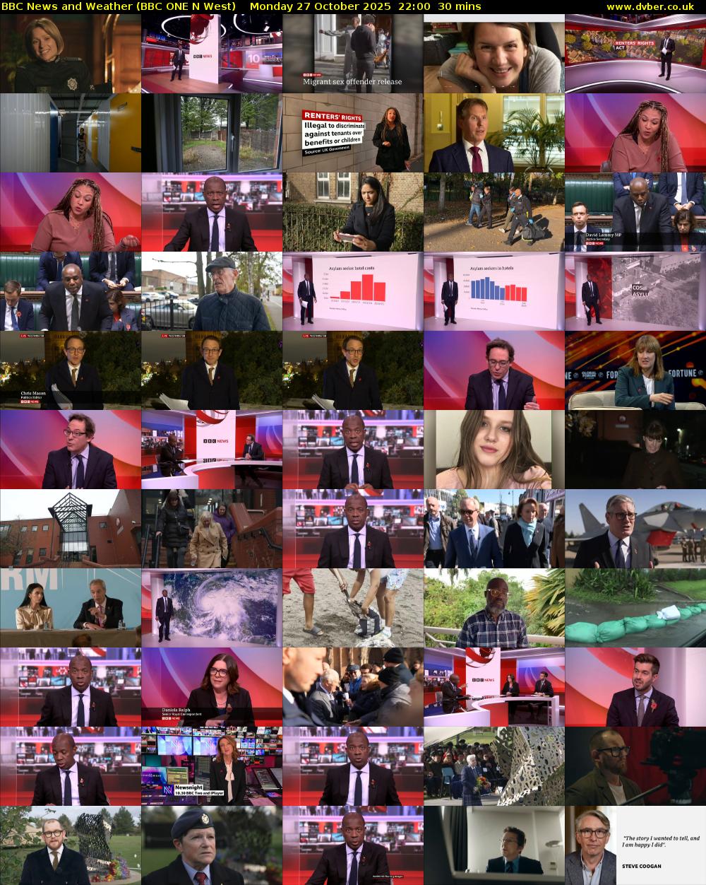BBC News and Weather (BBC ONE N West) Monday 27 October 2025 22:00 - 22:30