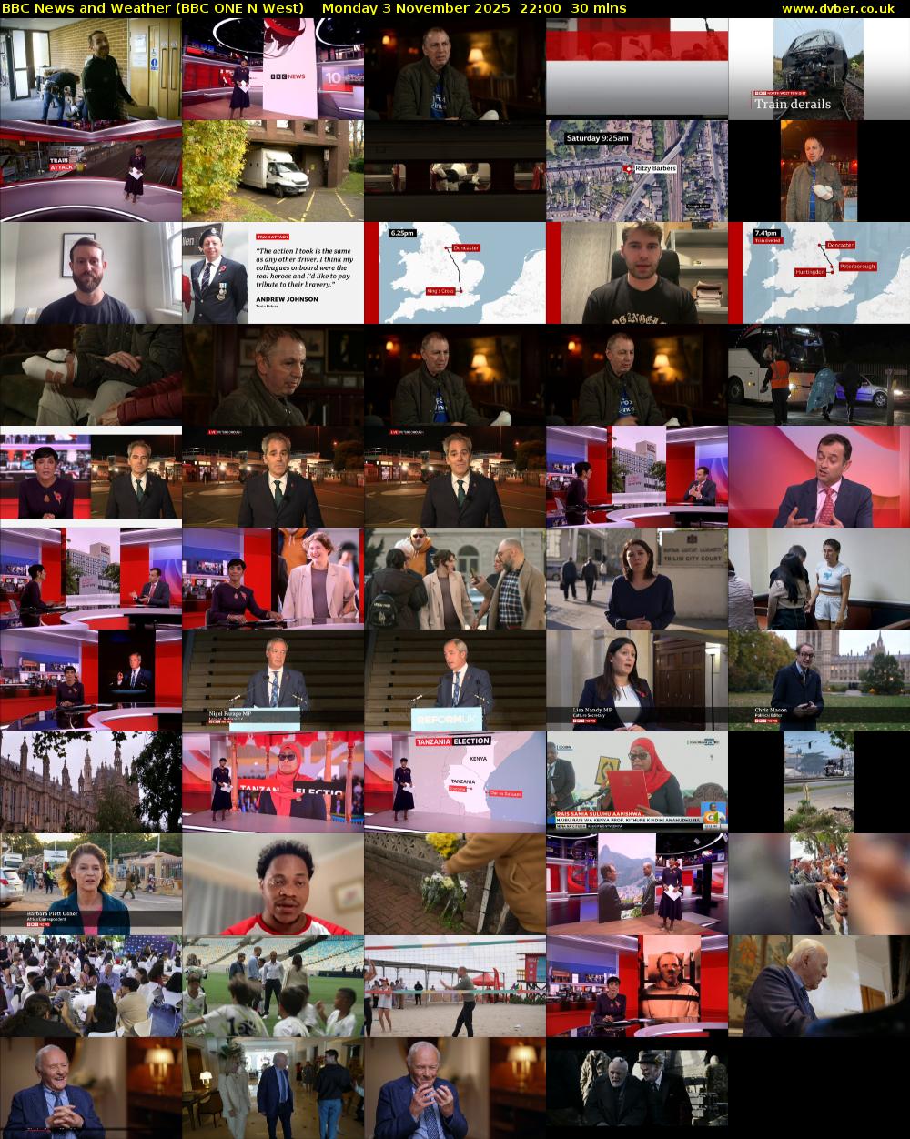 BBC News and Weather (BBC ONE N West) Monday 3 November 2025 22:00 - 22:30