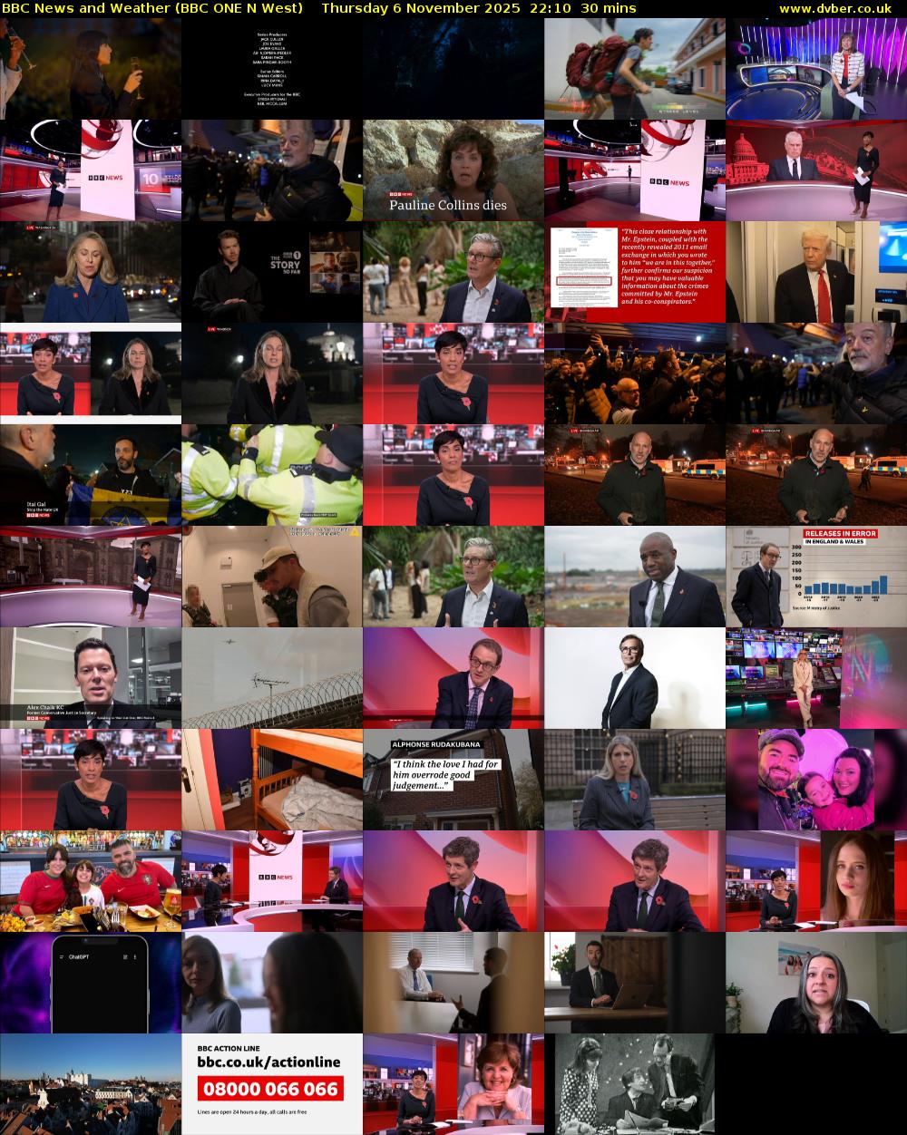 BBC News and Weather (BBC ONE N West) Thursday 6 November 2025 22:10 - 22:40