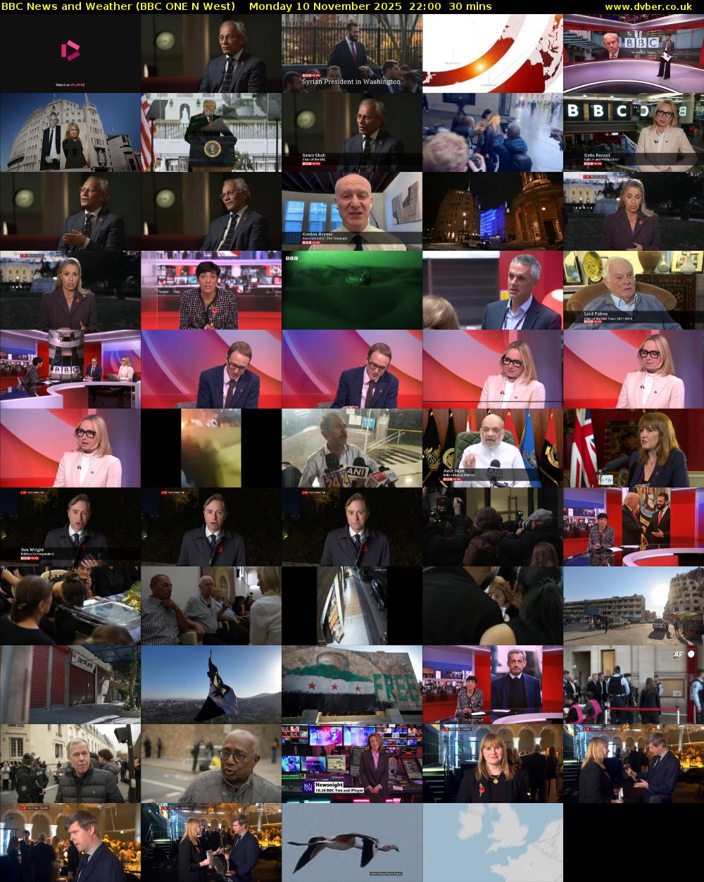 BBC News and Weather (BBC ONE N West) Monday 10 November 2025 22:00 - 22:30