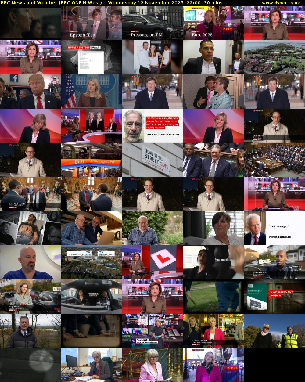 BBC News and Weather (BBC ONE N West) Wednesday 12 November 2025 22:00 - 22:30
