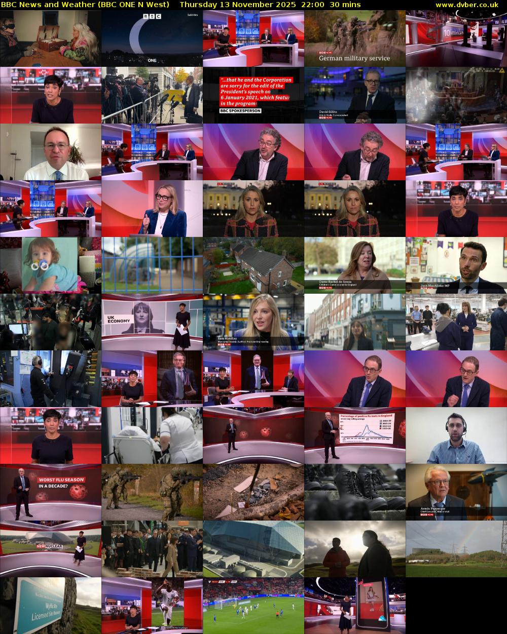 BBC News and Weather (BBC ONE N West) Thursday 13 November 2025 22:00 - 22:30