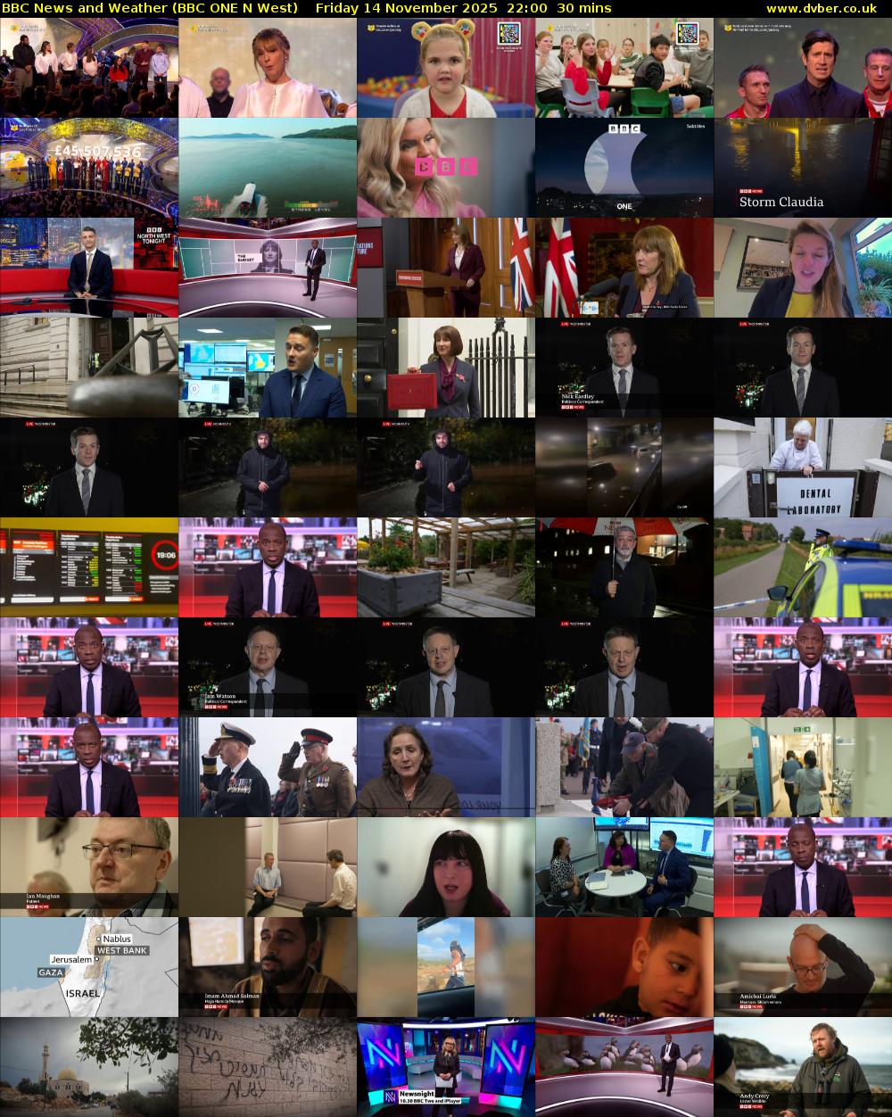 BBC News and Weather (BBC ONE N West) Friday 14 November 2025 22:00 - 22:30
