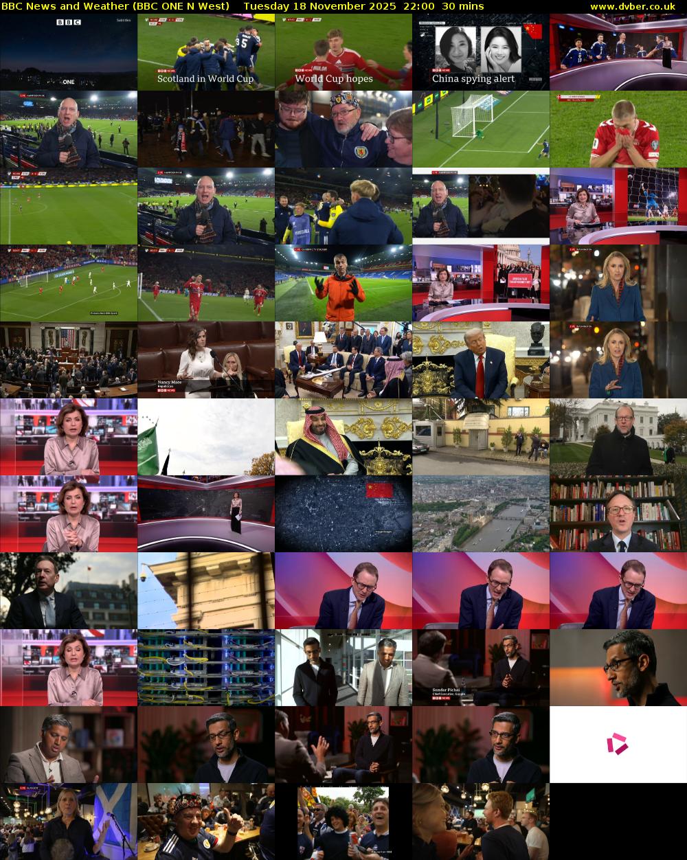 BBC News and Weather (BBC ONE N West) Tuesday 18 November 2025 22:00 - 22:30
