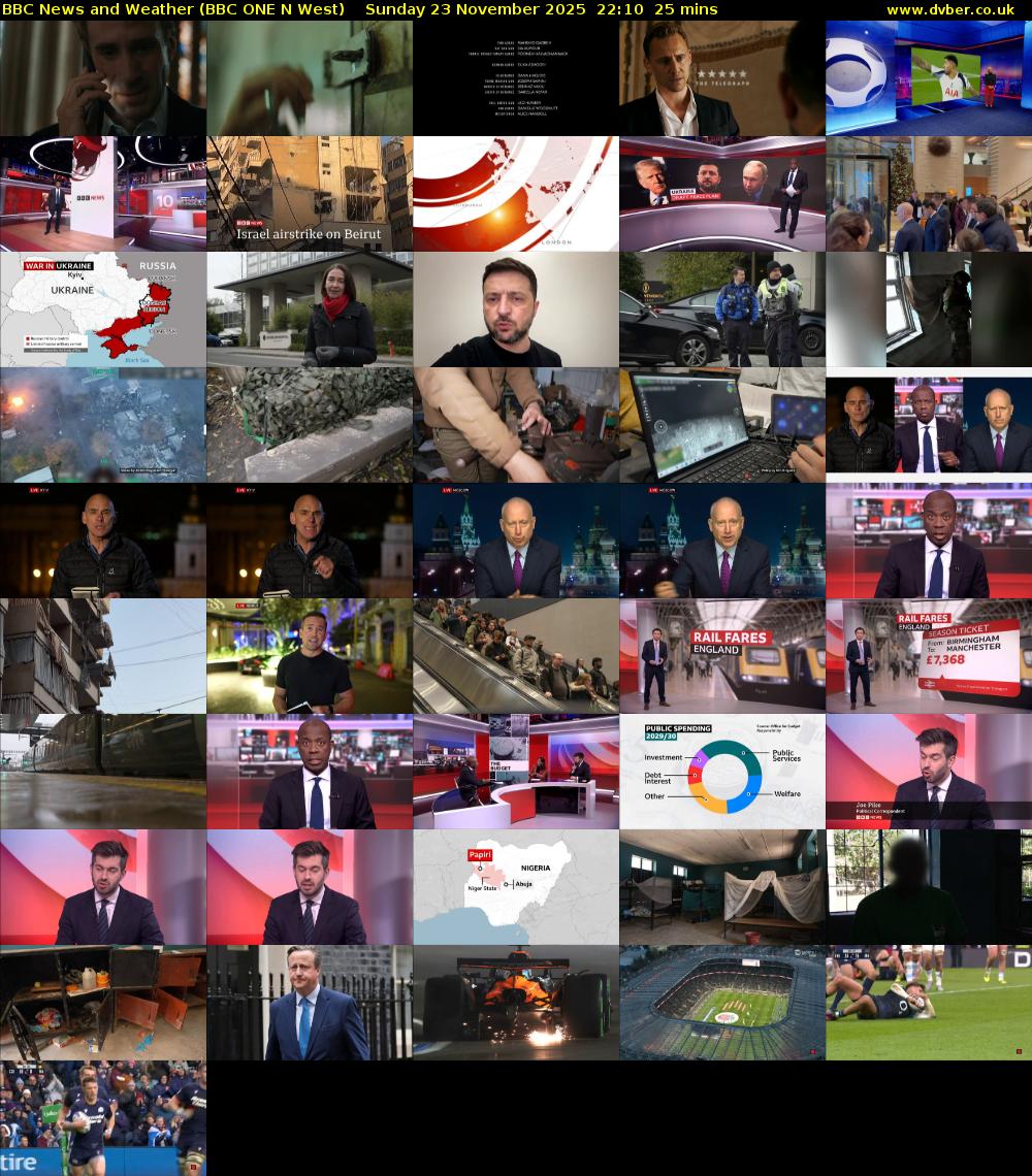 BBC News and Weather (BBC ONE N West) Sunday 23 November 2025 22:10 - 22:35