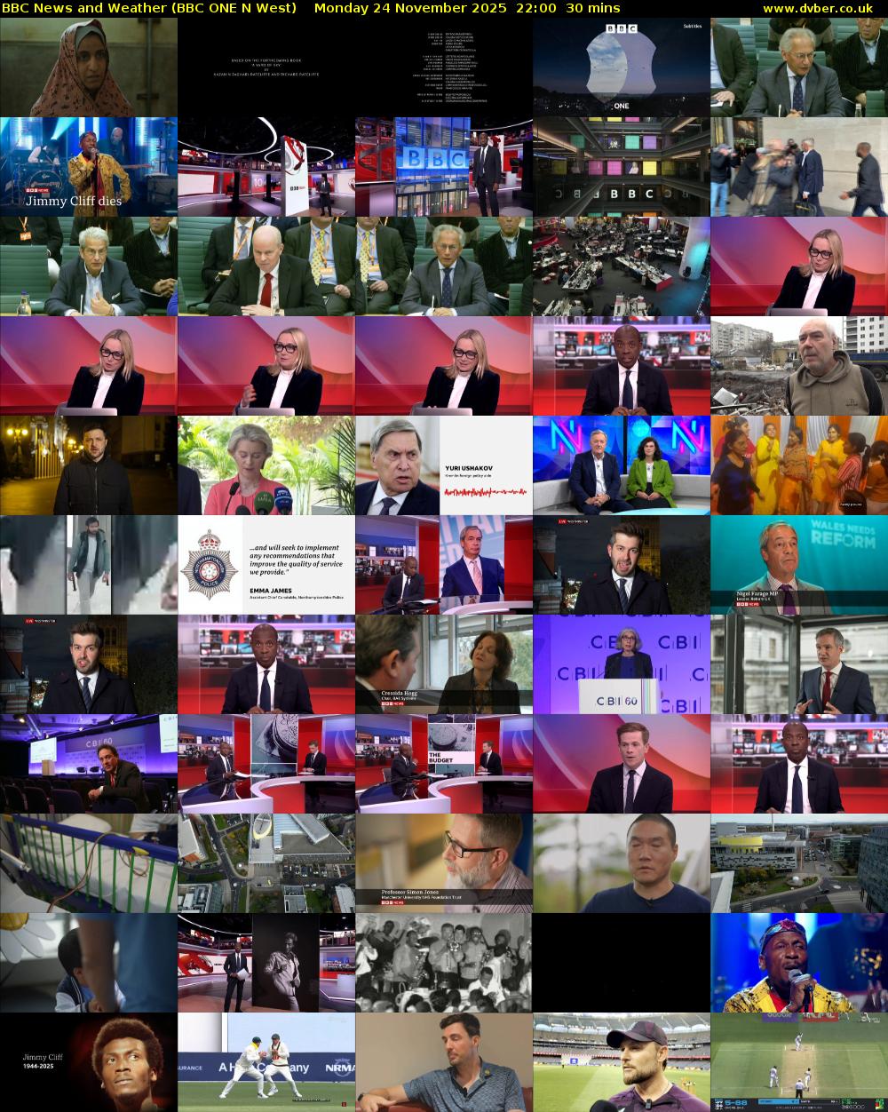 BBC News and Weather (BBC ONE N West) Monday 24 November 2025 22:00 - 22:30