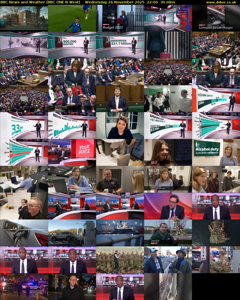 BBC News and Weather (BBC ONE N West) Wednesday 26 November 2025 22:00 - 22:30