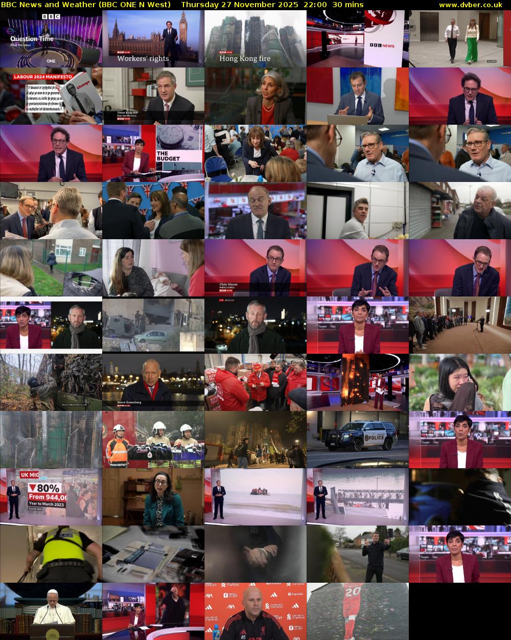 BBC News and Weather (BBC ONE N West) Thursday 27 November 2025 22:00 - 22:30