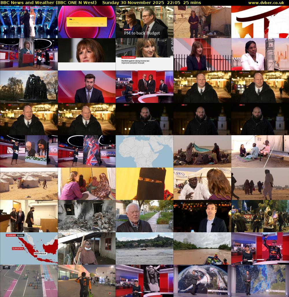 BBC News and Weather (BBC ONE N West) Sunday 30 November 2025 22:05 - 22:30