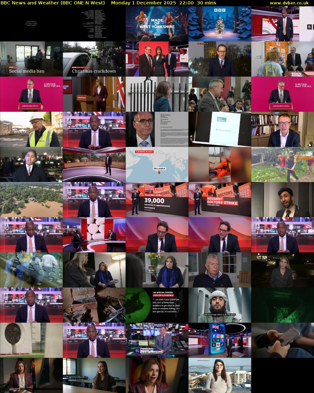 BBC News and Weather (BBC ONE N West) Monday 1 December 2025 22:00 - 22:30