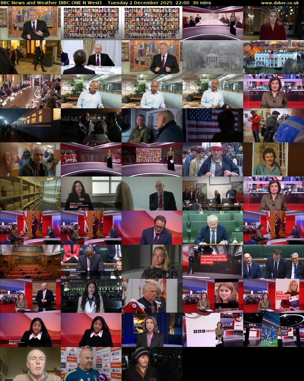 BBC News and Weather (BBC ONE N West) Tuesday 2 December 2025 22:00 - 22:30