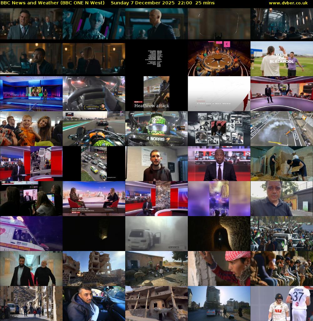 BBC News and Weather (BBC ONE N West) Sunday 7 December 2025 22:00 - 22:25