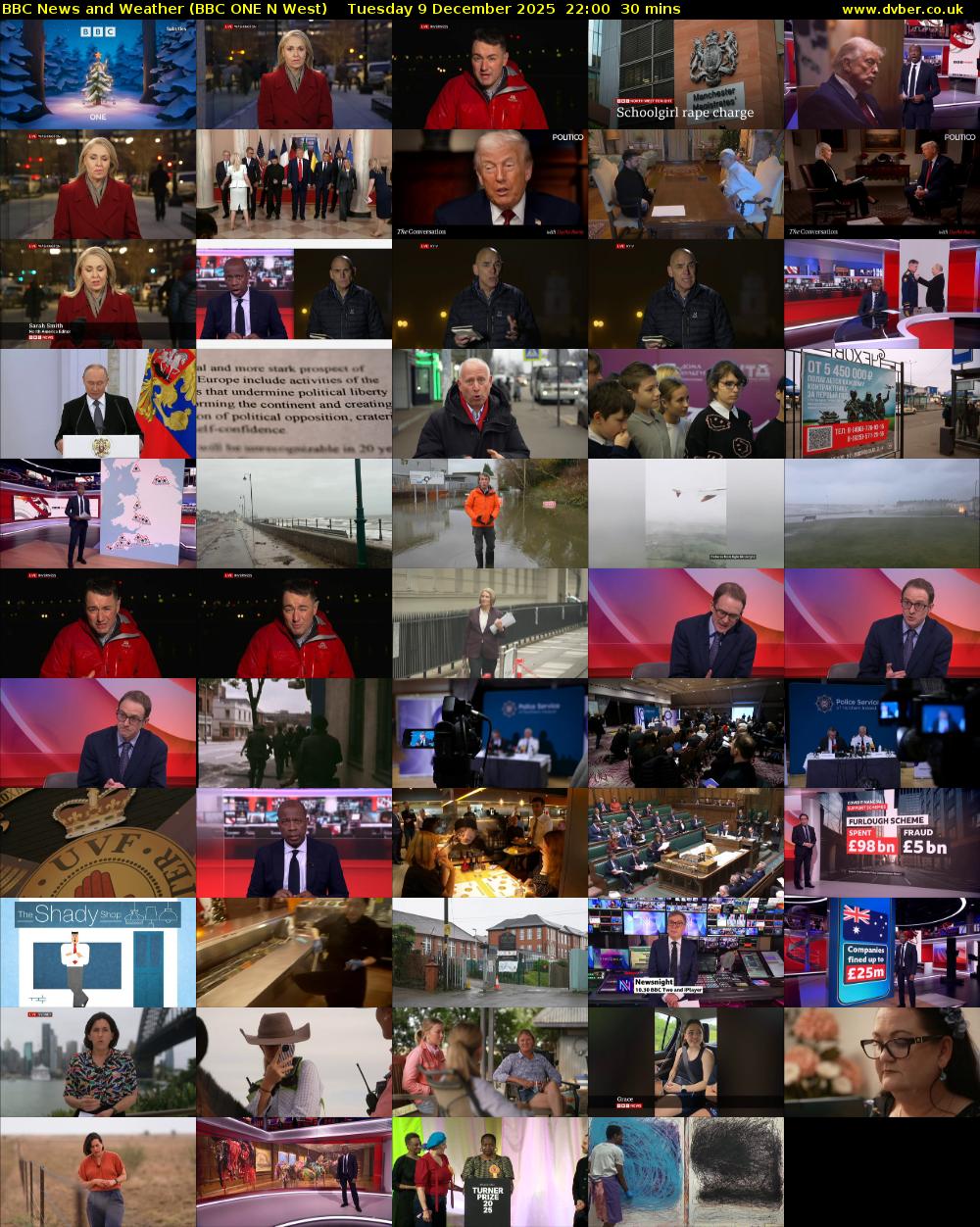 BBC News and Weather (BBC ONE N West) Tuesday 9 December 2025 22:00 - 22:30