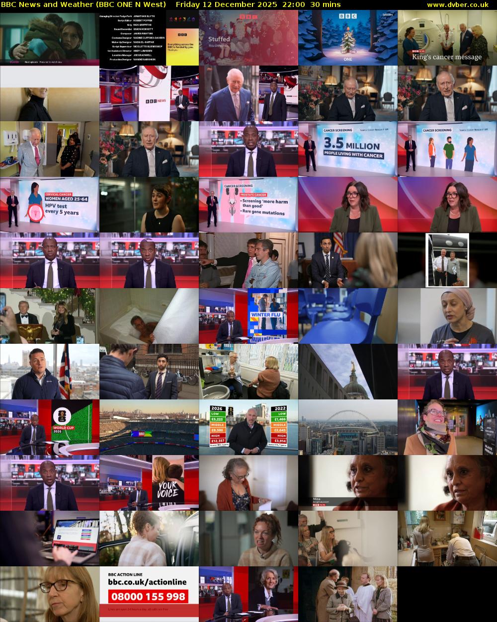 BBC News and Weather (BBC ONE N West) Friday 12 December 2025 22:00 - 22:30