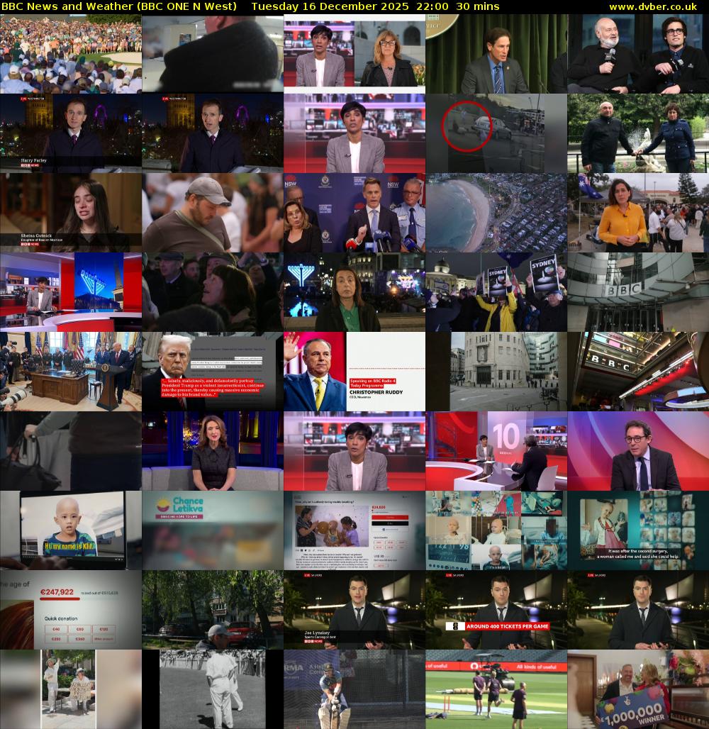 BBC News and Weather (BBC ONE N West) Tuesday 16 December 2025 22:00 - 22:30