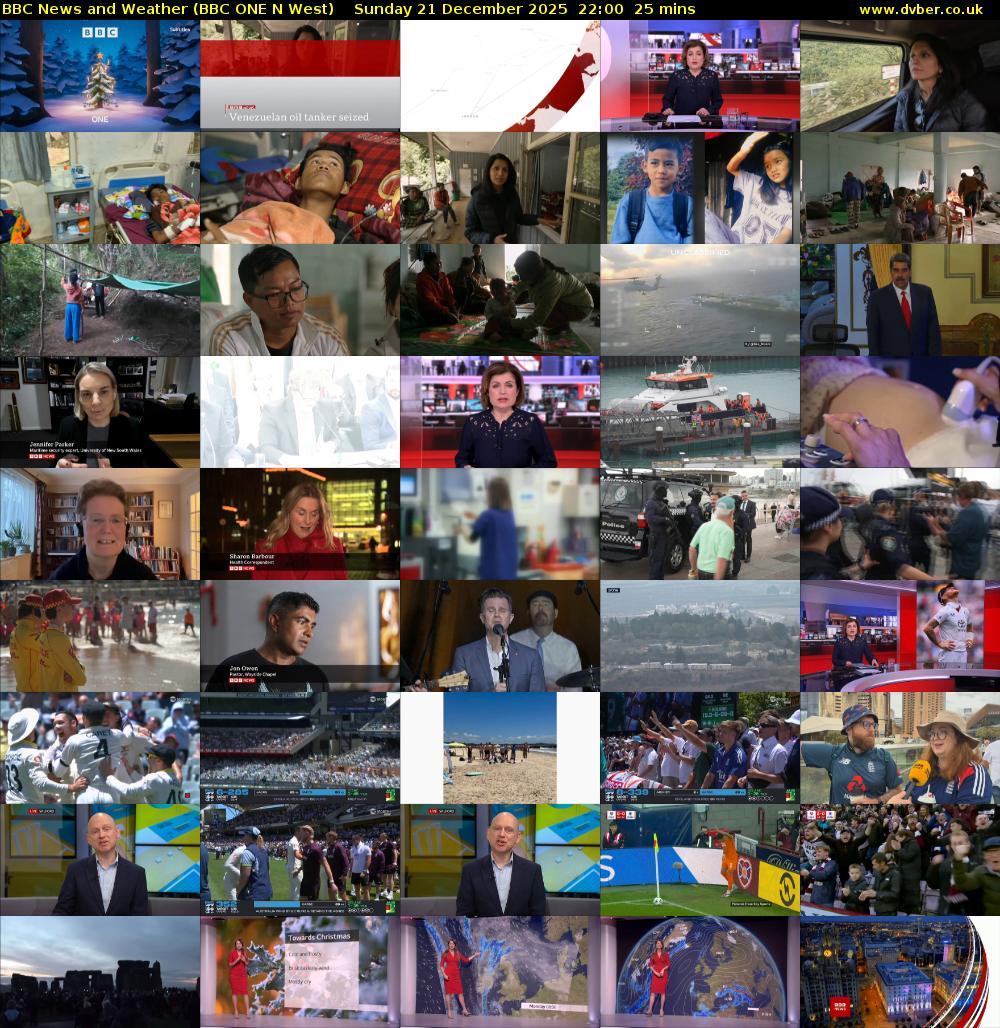BBC News and Weather (BBC ONE N West) Sunday 21 December 2025 22:00 - 22:25