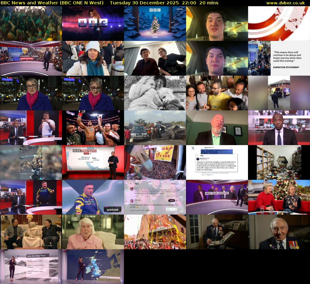 BBC News and Weather (BBC ONE N West) Tuesday 30 December 2025 22:00 - 22:20