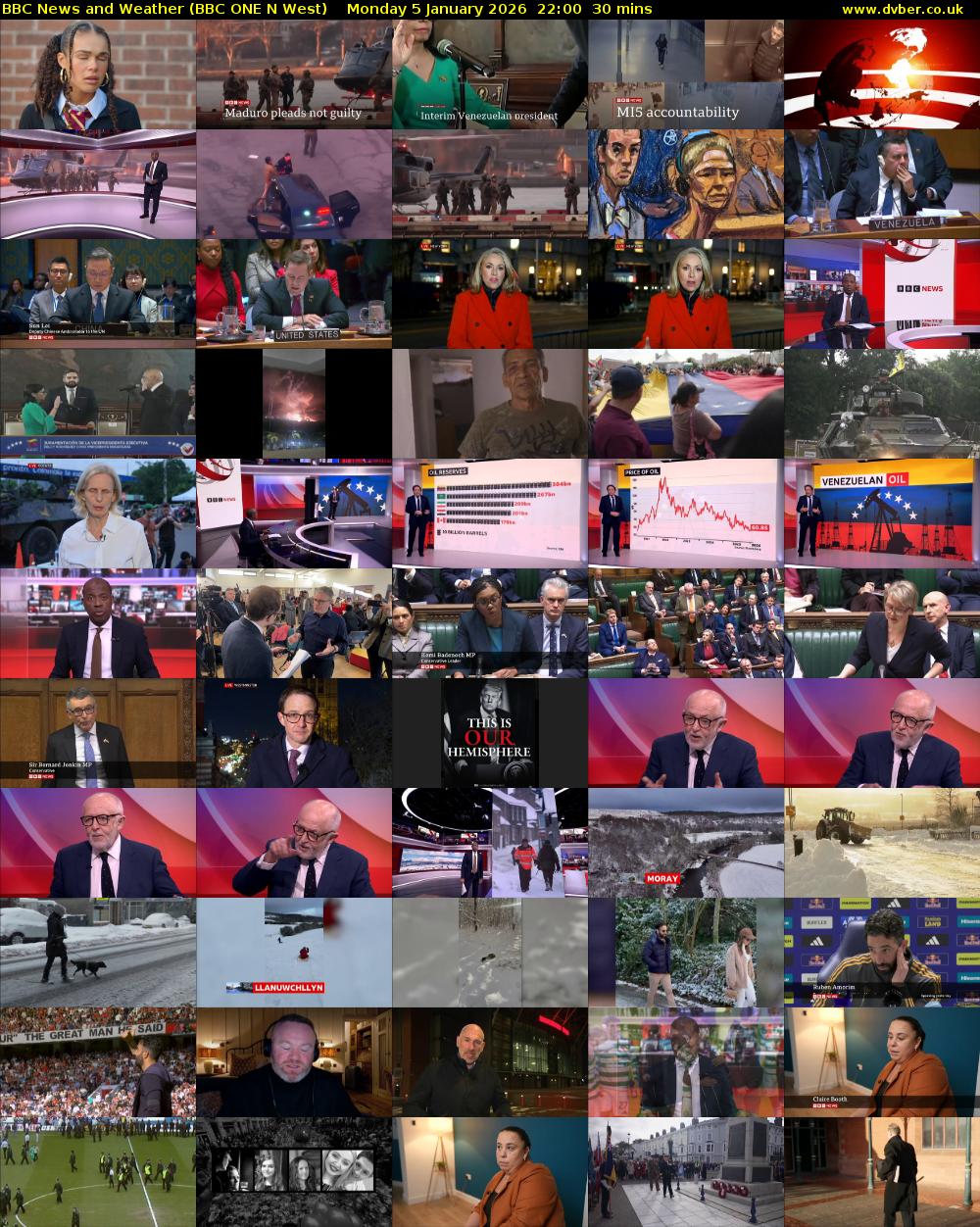 BBC News and Weather (BBC ONE N West) Monday 5 January 2026 22:00 - 22:30