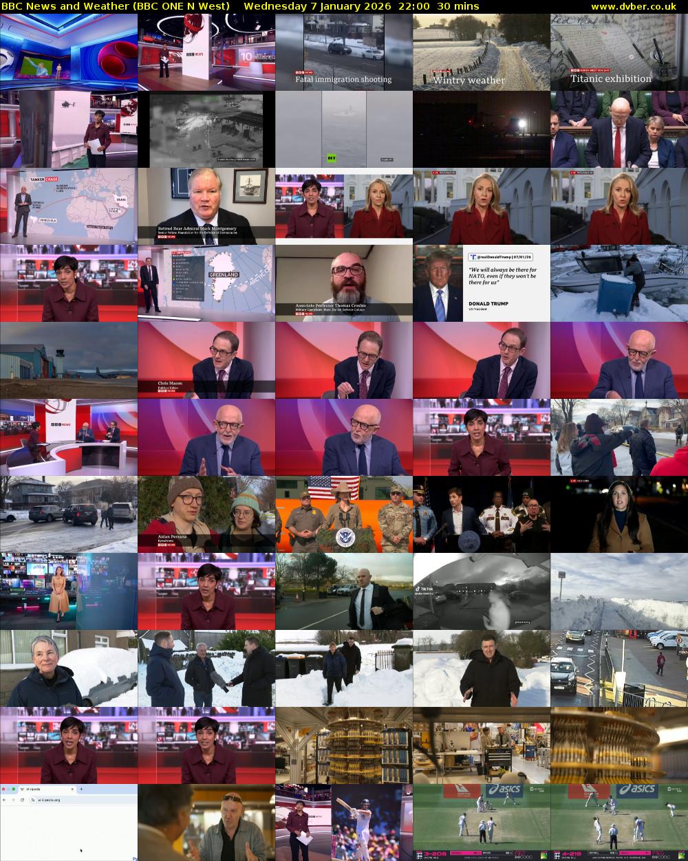 BBC News and Weather (BBC ONE N West) Wednesday 7 January 2026 22:00 - 22:30