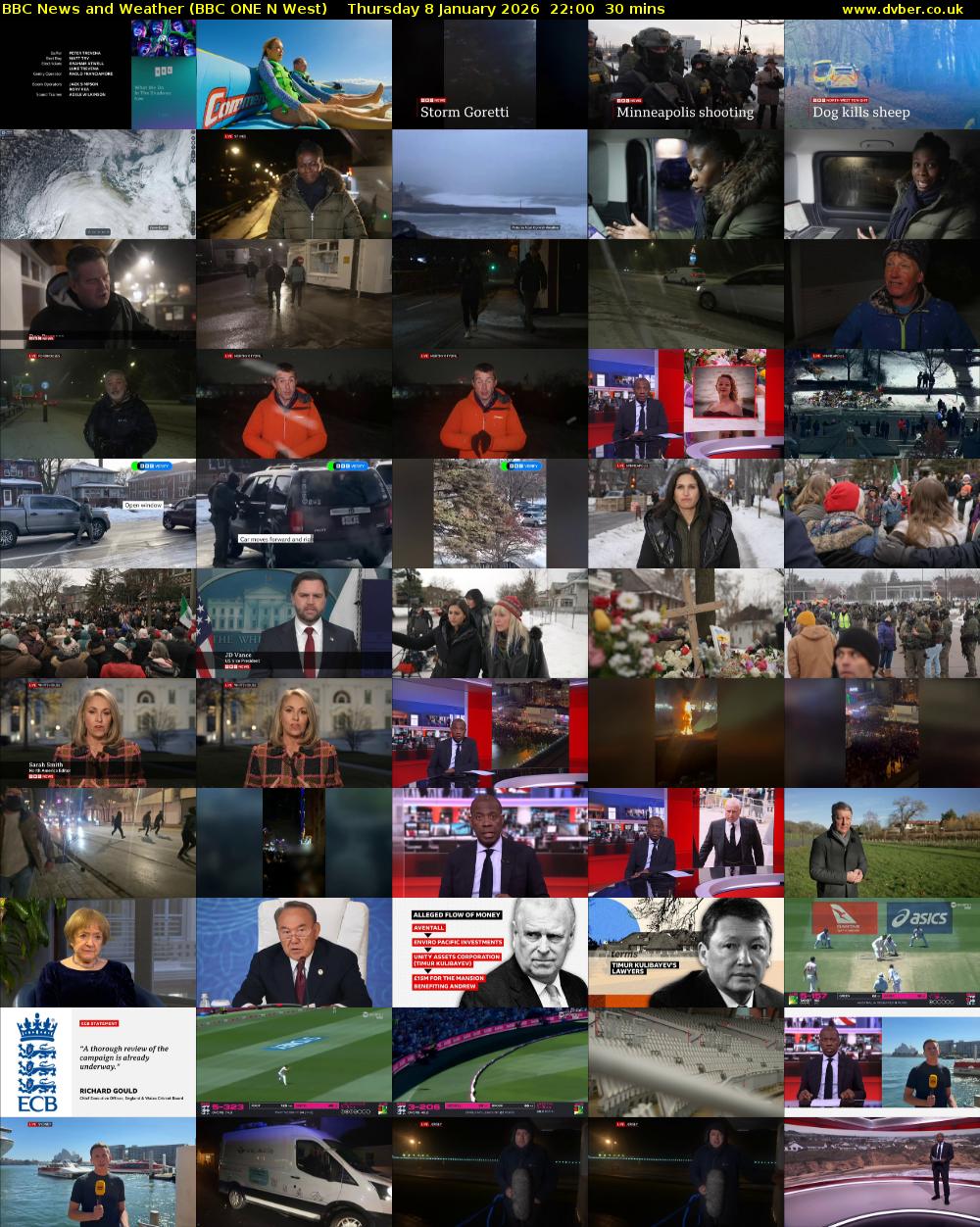 BBC News and Weather (BBC ONE N West) Thursday 8 January 2026 22:00 - 22:30