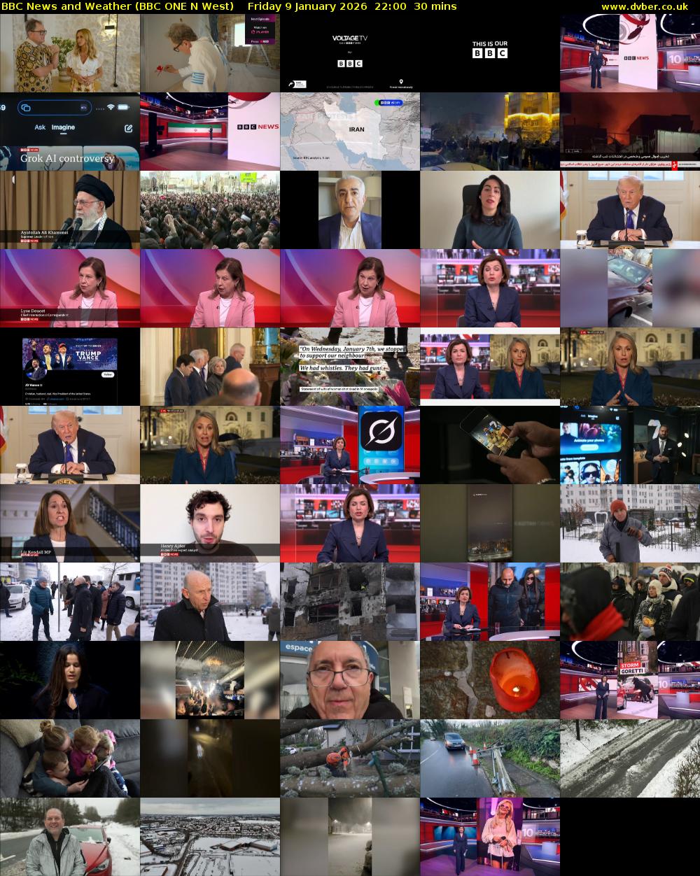 BBC News and Weather (BBC ONE N West) Friday 9 January 2026 22:00 - 22:30
