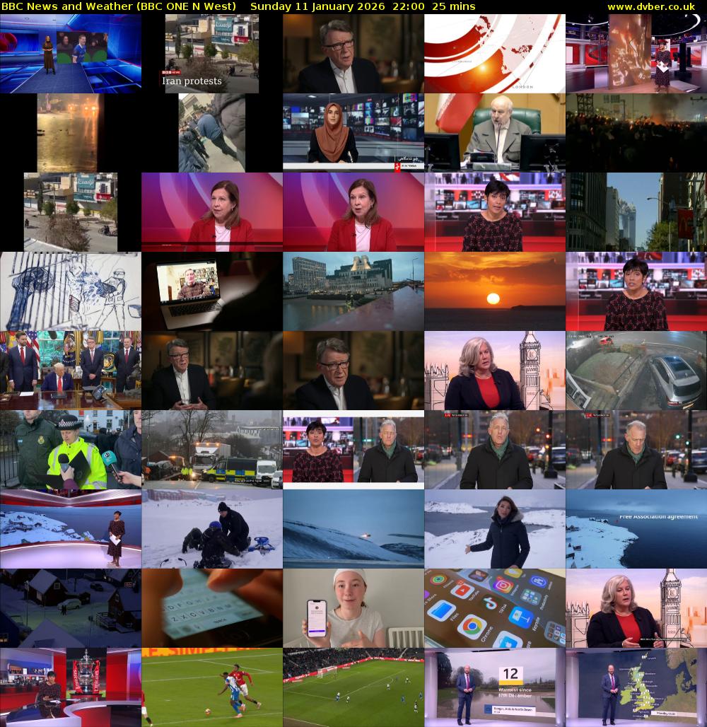 BBC News and Weather (BBC ONE N West) Sunday 11 January 2026 22:00 - 22:25