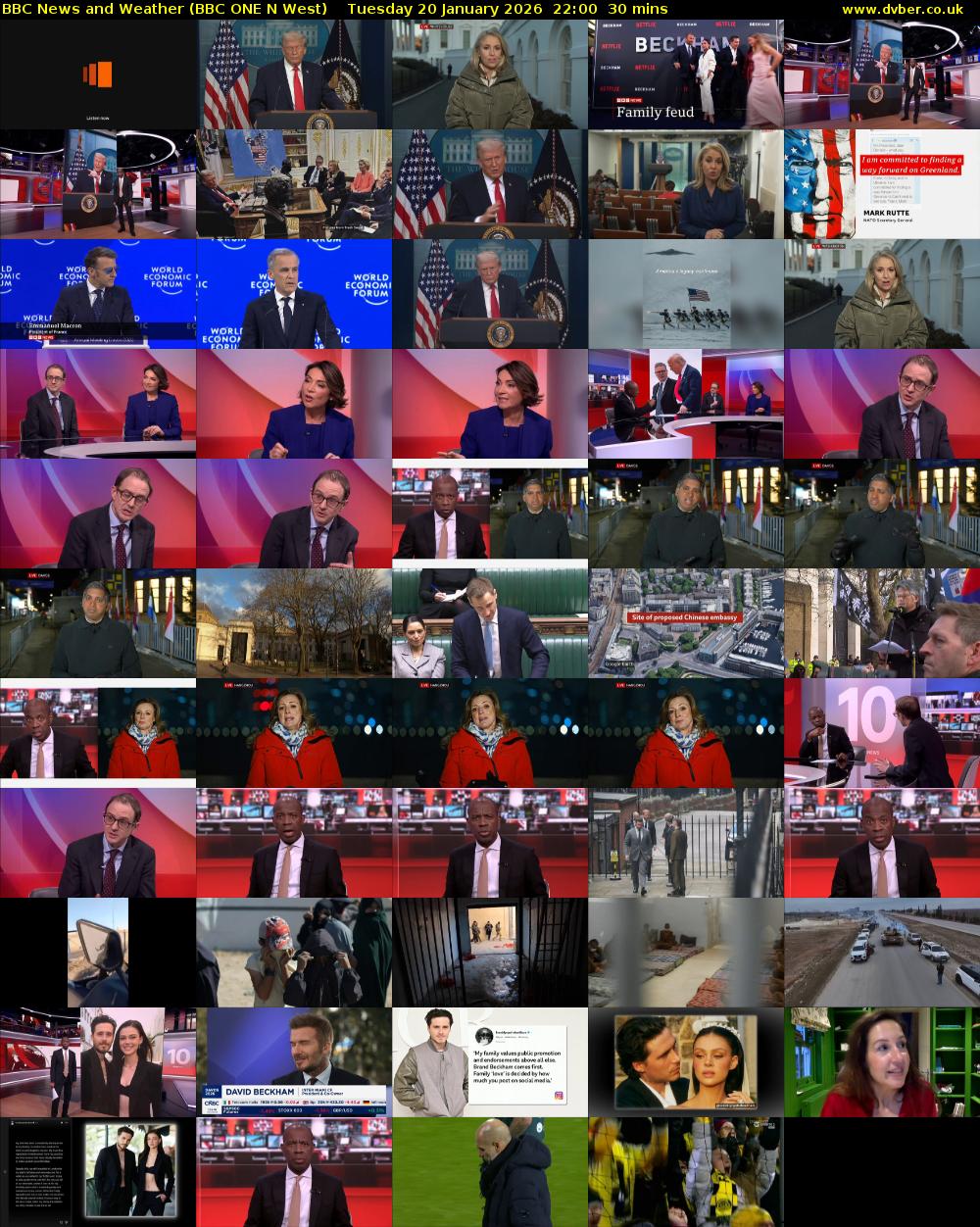 BBC News and Weather (BBC ONE N West) Tuesday 20 January 2026 22:00 - 22:30