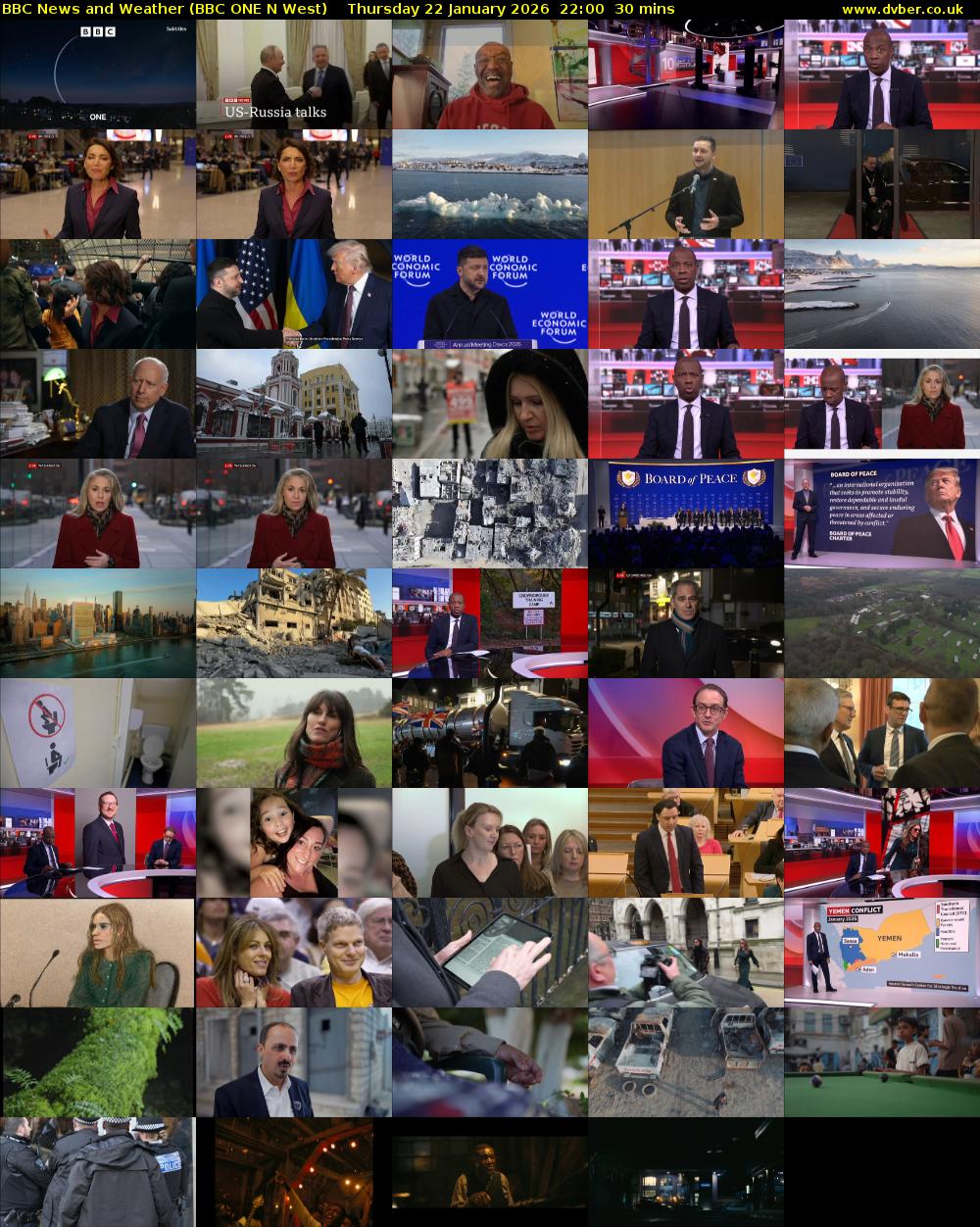 BBC News and Weather (BBC ONE N West) Thursday 22 January 2026 22:00 - 22:30