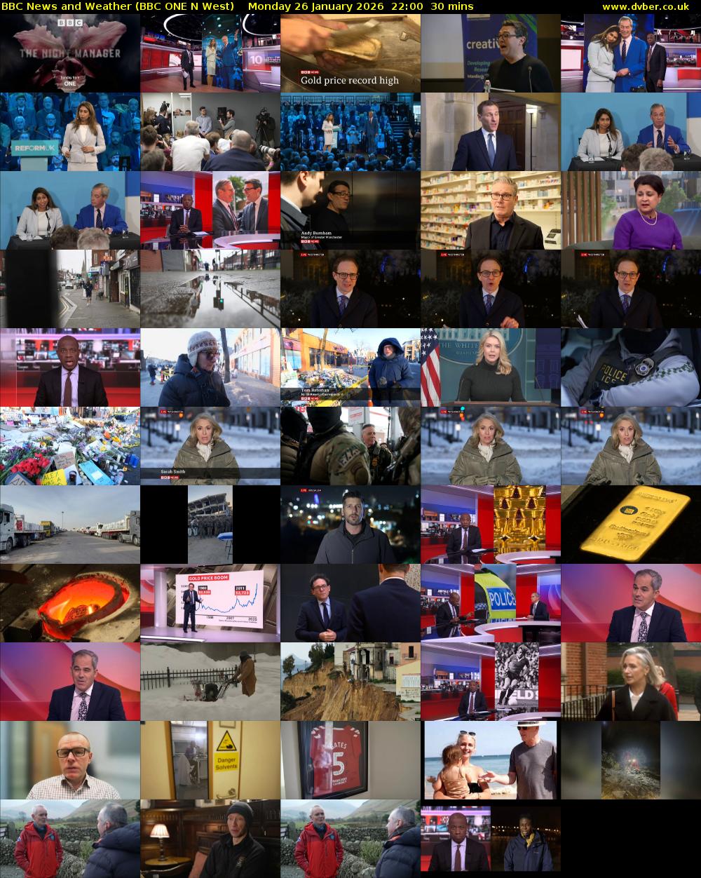 BBC News and Weather (BBC ONE N West) Monday 26 January 2026 22:00 - 22:30