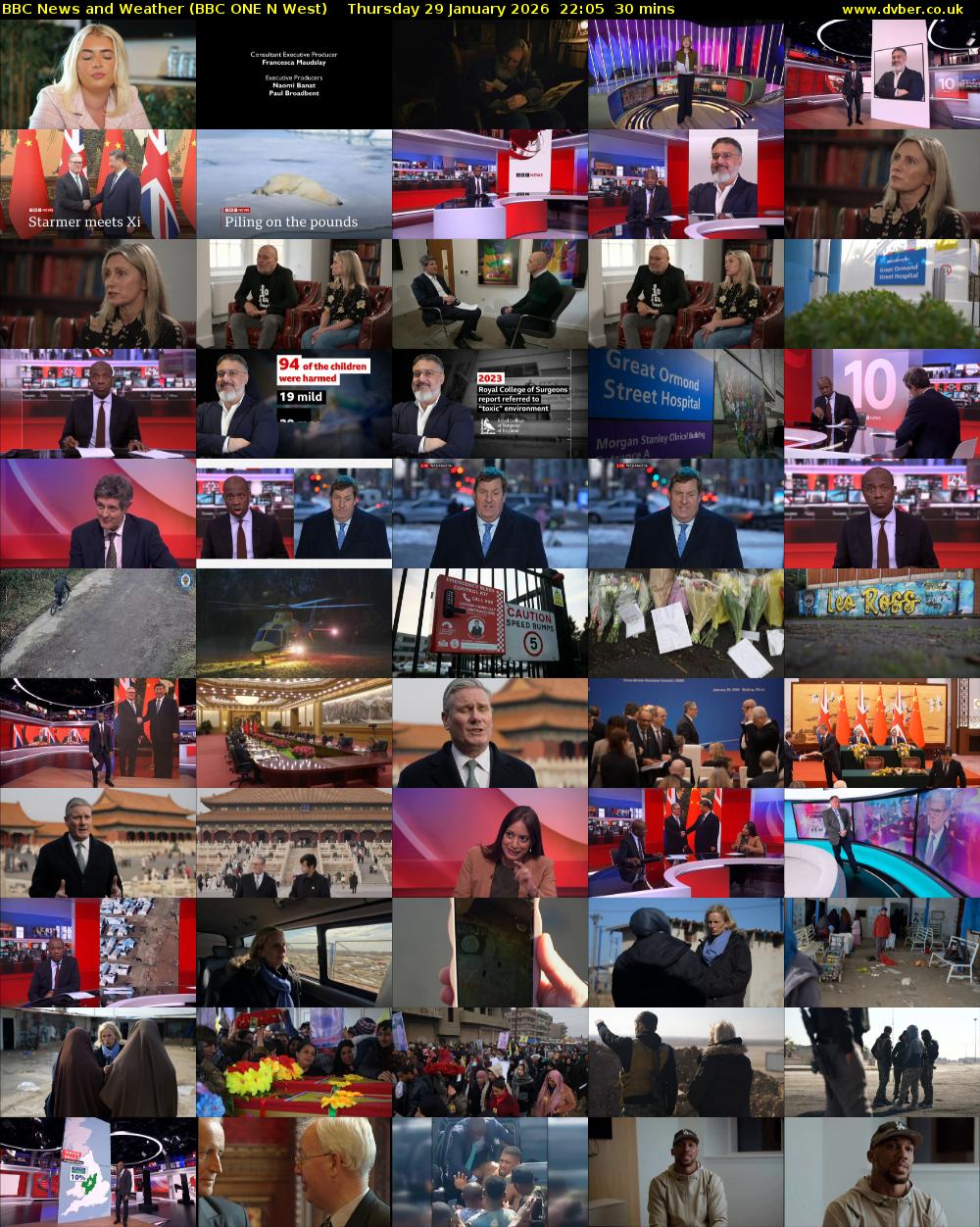 BBC News and Weather (BBC ONE N West) Thursday 29 January 2026 22:05 - 22:35
